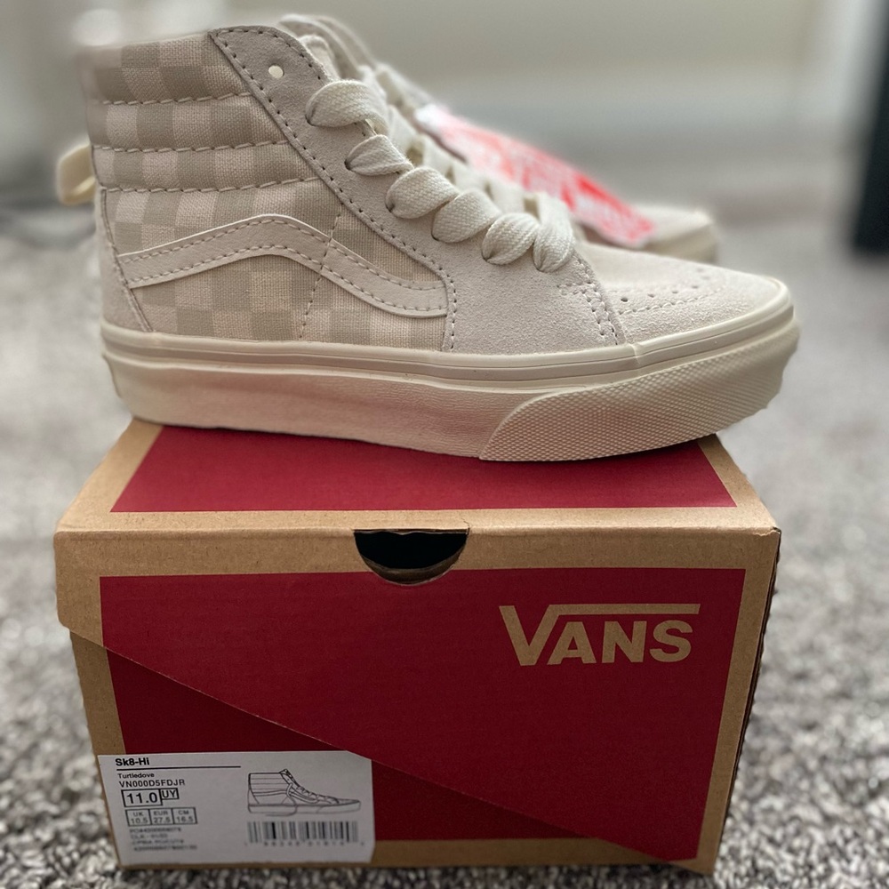 Vans Cream Checkered High-Tops Sk8-HI